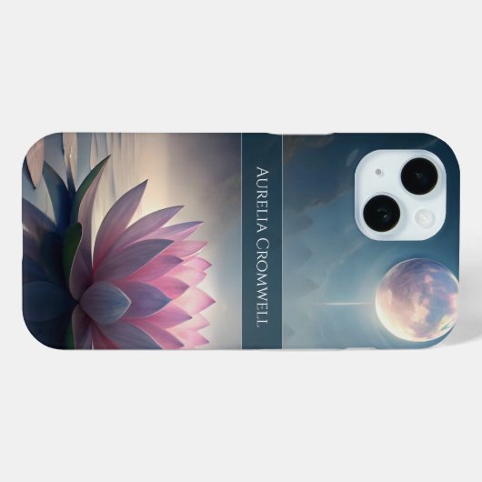 Mystical Full Moon Lotus with Custom Name Case-Mate iPhoneケース (裏面 (横))