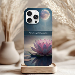 Mystical Full Moon Lotus with Custom Name iPhone 15ケース
