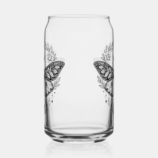 Mystical Gothic Moth Botanical Celestial Line Art ガラス缶 (右)