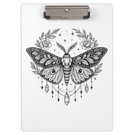 Mystical Gothic Moth Botanical Celestial Line Art クリップボード