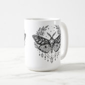 Mystical Gothic Moth Botanical Celestial Line Art  コーヒーマグカップ (正面右)
