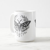 Mystical Gothic Moth Botanical Celestial Line Art  コーヒーマグカップ (正面左)