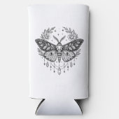 Mystical Gothic Moth Botanical Celestial Line Art  スリム缶クーラー (正面)