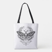 Mystical Gothic Moth Botanical Celestial Line Art  トートバッグ (裏面)