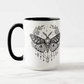 Mystical Gothic Moth Botanical Celestial Line Art  マグカップ (左)
