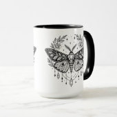 Mystical Gothic Moth Botanical Celestial Line Art  マグカップ (正面右)