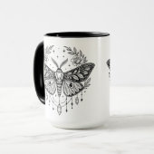 Mystical Gothic Moth Botanical Celestial Line Art  マグカップ (正面左)
