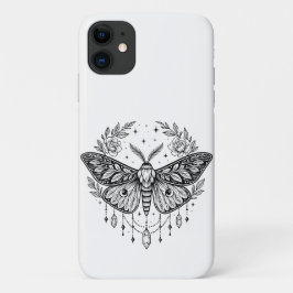 Mystical Gothic Moth Botanical Celestial Line Art iPhone 11 ケース