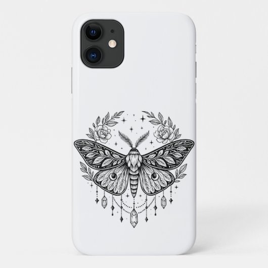 Mystical Gothic Moth Botanical Celestial Line Art Case-Mate iPhoneケース (裏面)