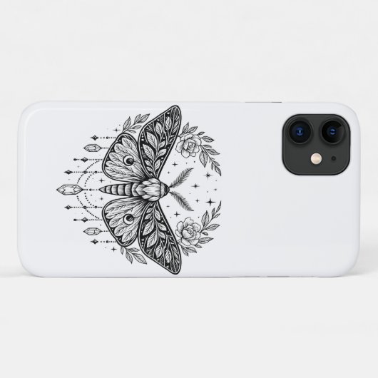 Mystical Gothic Moth Botanical Celestial Line Art Case-Mate iPhoneケース (裏面(横))