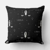 Mystical Libra Zodiac Pattern in Black and White クッション (正面)