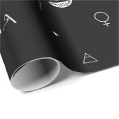 Mystical Libra Zodiac Pattern in Black and White ラッピングペーパー (ロールコーナー)