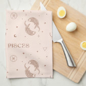 Mystical Libra Zodiac Pattern in Brown & Burgundy キッチンタオル (四つ折り)