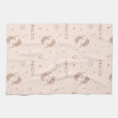 Mystical Libra Zodiac Pattern in Brown & Burgundy キッチンタオル (横)