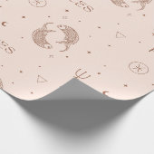 Mystical Libra Zodiac Pattern in Brown & Burgundy ラッピングペーパー (角)
