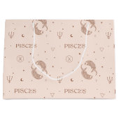 Mystical Libra Zodiac Pattern in Brown & Burgundy ラージペーパーバッグ (正面)