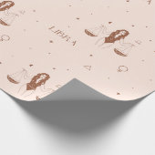 Mystical Libra Zodiac Pattern in Pink and Brown ラッピングペーパー (角)