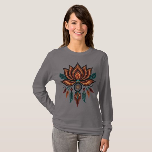 Mystical Lotus Dreamcatcher Tシャツ (正面フル)