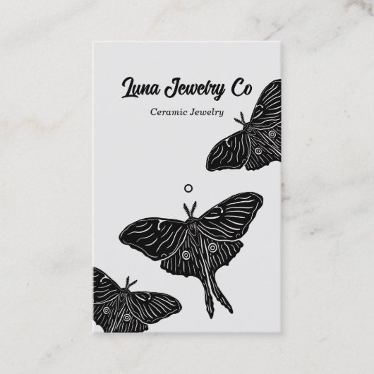 Mystical Luna Moth Jewelry Pin Business Card Gray 名刺 (正面)