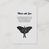 Mystical Luna Moth Jewelry Pin Business Card Gray 名刺 (裏面)