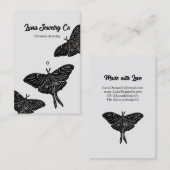 Mystical Luna Moth Jewelry Pin Business Card Gray 名刺 (正面/裏面)