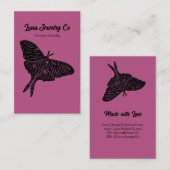 Mystical Luna Moth Jewelry Pin Business Card Pink 名刺 (正面/裏面)
