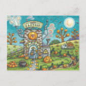 MYSTICAL MAGIC PIE FACTORY Funny Black Cats, Witch シーズンポストカード (正面)