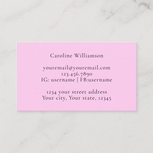 Mystical Magic Pink Lilac Shell Yoga Teacher 名刺 (裏面)