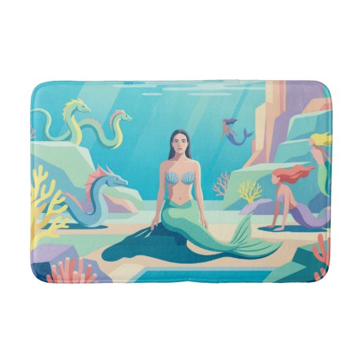 Mystical Mermaid & Sea Dragon Undersea World  バスマット (正面)
