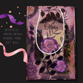 Mystical Mixed Media Floral Archway Purple Pink ミディアムペーパーバッグ