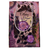 Mystical Mixed Media Floral Archway Purple Pink ミディアムペーパーバッグ (正面)