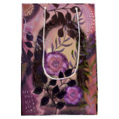 Mystical Mixed Media Floral Archway Purple Pink ミディアムペーパーバッグ (裏面)