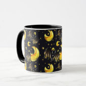 Mystical Moon and Bat Pattern Mug マグカップ (正面左)