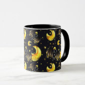 Mystical Moon and Bat Pattern Mug マグカップ (正面右)