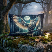 Mystical Moon Owl Celestial Forest Glow アクセントクッション