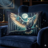 Mystical Moon Owl Celestial Forest Glow アクセントクッション