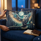 Mystical Moon Owl Celestial Forest Glow アクセントクッション