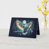 Mystical Moon Owl Celestial Forest Glow カード (黄色い花)