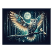 Mystical Moon Owl Celestial Forest Glow ポスター (正面)