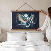 Mystical Moon Owl Celestial Forest Glow 吊り下げ型タペストリー