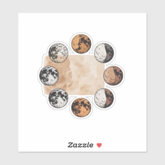 Mystical Moon Phases Sticker – Vintage Boho  シール (シート)