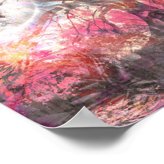 Mystical Moon Tree Fantasy Landscape ポスター (角)