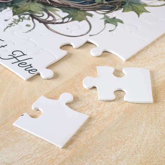 Mystical Moon & Vines Night Sky Custom Text ジグソーパズル (側面)