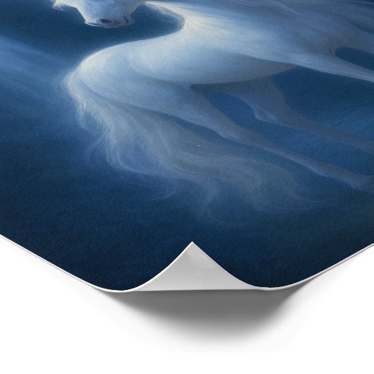 Mystical Moonlight Unicorn & Waterfall Fantasy Art ポスター (角)