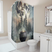 Mystical Moonlit Forest Cauldron -Witchy Magic Art シャワーカーテン (インサイチュ)