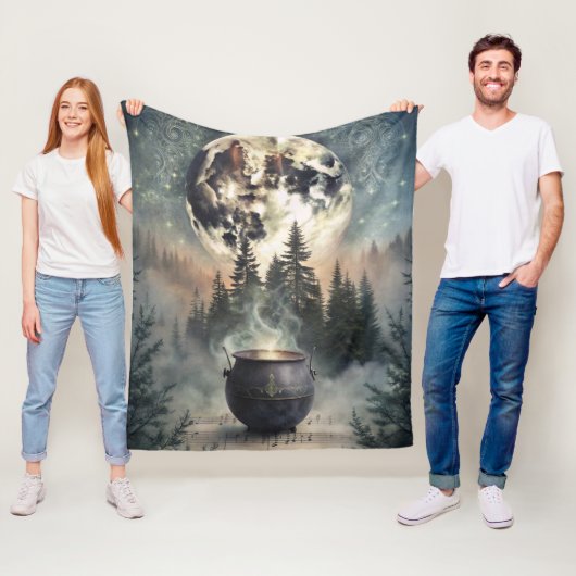 Mystical Moonlit Forest Cauldron -Witchy Magic Art フリースブランケット (インサイチュ)