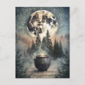 Mystical Moonlit Forest Cauldron -Witchy Magic Art ポストカード (正面)