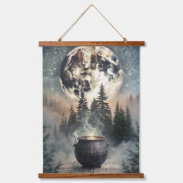 Mystical Moonlit Forest Cauldron -Witchy Magic Art 吊り下げ型タペストリー