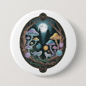 Mystical Moonlit Wolves in Enchanted Mushroom Fore 缶バッジ (正面)