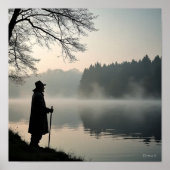 Mystical Morning Mist Over Lake - Silhouette Scene ポスター (正面)